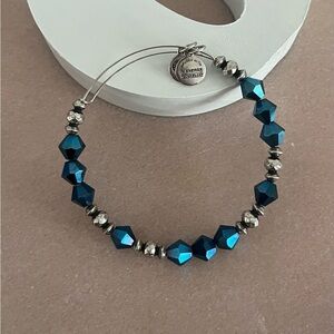 Alex and Ani Teal Beaded Expandable Bracelet | Silver Tone | Stackable